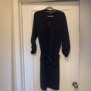 Le Chateau Large Navy Blue Long Sleeve Dress